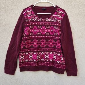 Talbots Sweater Women's Extra Large Maroon Pink Lambswool Classic Quiet Luxury